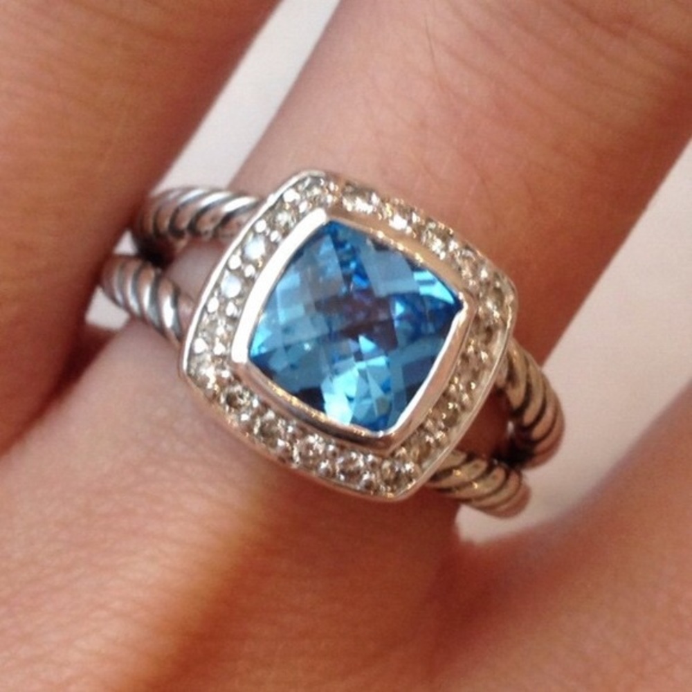 David Yurman Petite Albion Blue Topaz size 5.25